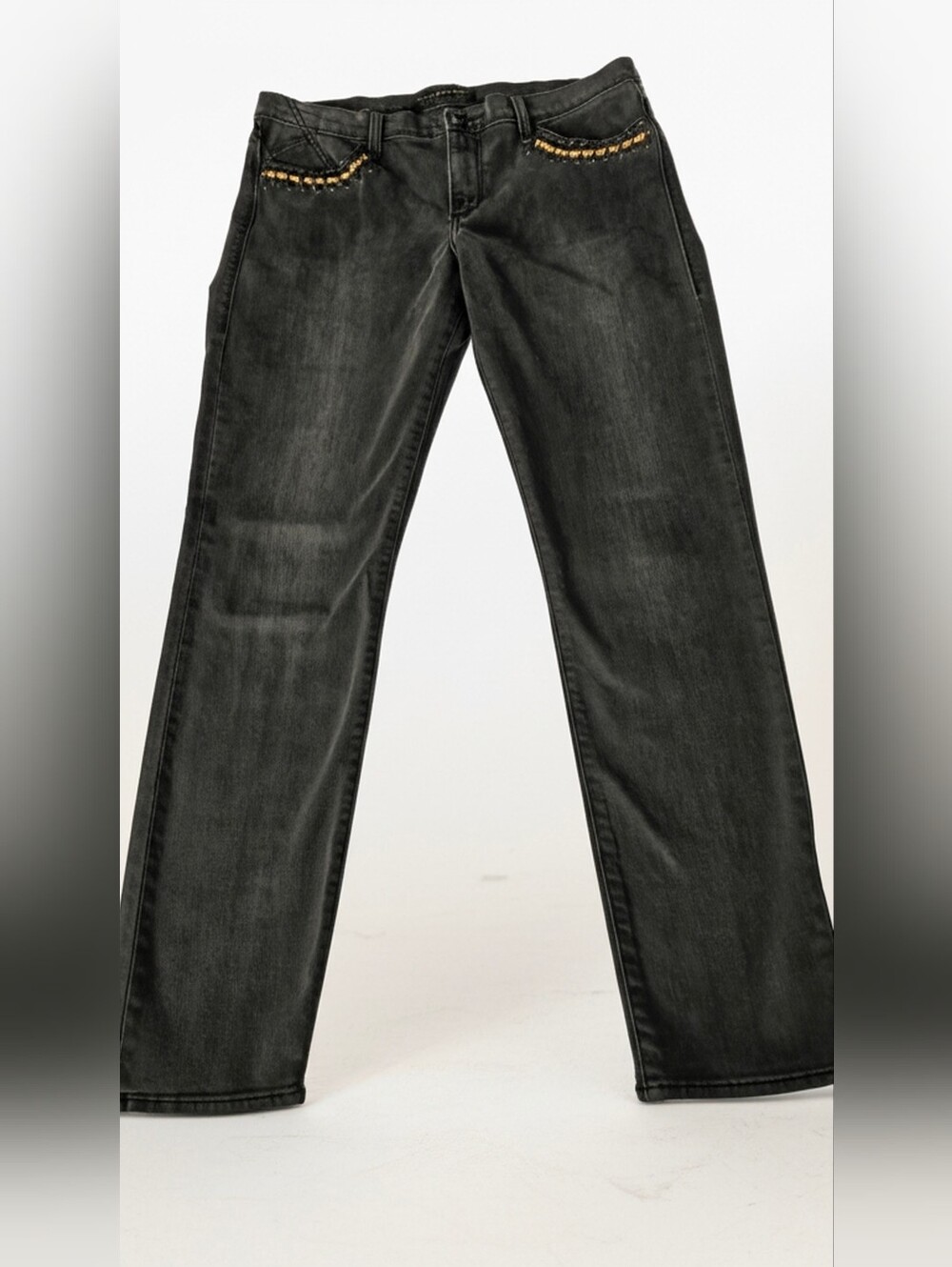 Rock & Republic Berlin Chain  Embellished Charcoal Gray Jeans Size 14